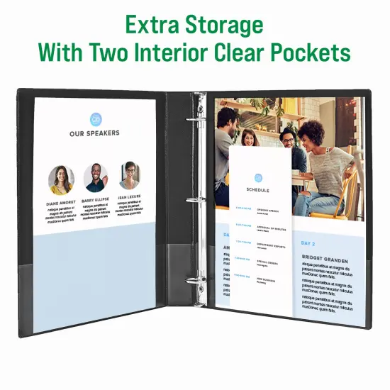 Office Essentials Economy View 3 Ring Binders, 1" Round Rings, 1.4" Spine, 175-Sheet Capacity, Black Binders (4-Pack of 03127) {3}