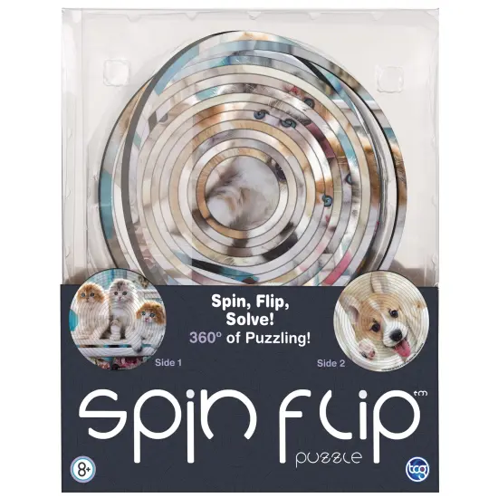 Spin Flip Puzzle: Puppies & Kittens 2L- 14 Rings - 2-In-1: Double-Sided Puzzle, Spin-Flip-Solve, 360 Degress Of Puzzling, Fidget Toy, Adults & Kids 8+ {7}