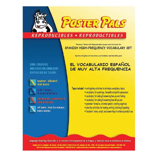 Poster Pals Spanish Educational & Language Teaching High Frequency Vocabulary Card phrase Posters, colorful laminated cards classroom reference and instruction {3}