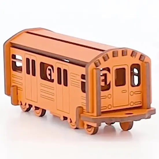 Little & Wood: Woodlet: Medium - NYC Subway F Train - Orange, 3D Wooden Kit-Set, City Transportation Puzzle, Easy Assembly, Pop Build Fun, Ages 6+ {5}