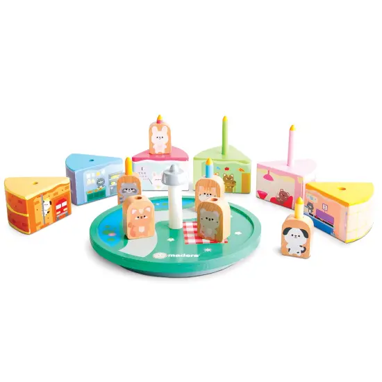 Madera Wood: Cakeville Playset - Activity Scene & Animal Figures, Surprise-Filled Cake Slices, Transformative Characters, Kids-Toddlers Ages 3+ {5}