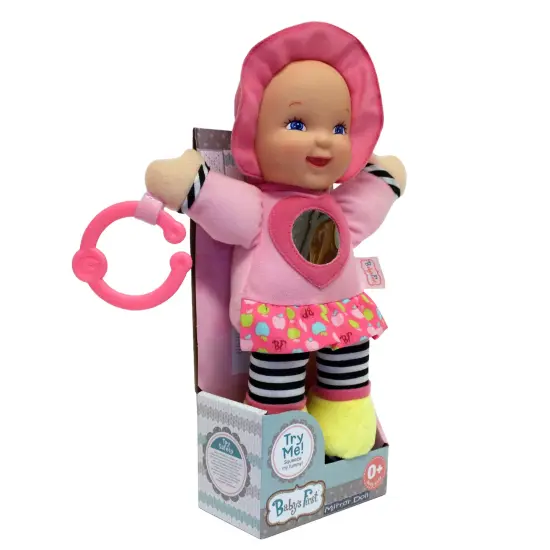 Baby's First: Mirror Doll - Pink - Vibrant Outfit w/ Chest Heart-Shaped Shiny Mirror, Attachable C-Ring, Soft & Cuddly Toy, Baby-Kids-Toddlers 3 Mo+ {4}