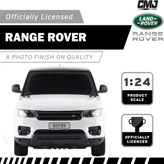 CMJ RC Cars: Range Rover - White - 1:24 Scale, Remote Control Radio SUV Vehicle, 2.4 Ghz, LED Headlights, Indoor-Outdoor Racing Toy, Licensed Model {6}