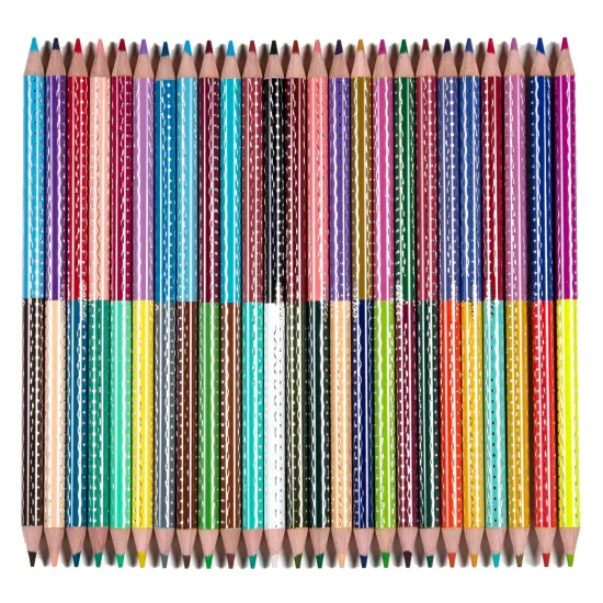 eeBoo: 25 Double-Sided Colored Pencils - Rainbow - 50 Vivid Colors, Stunning Canister, Silver Foil Accents, Artist Quality, Non-Toxic Art Supplies {3}