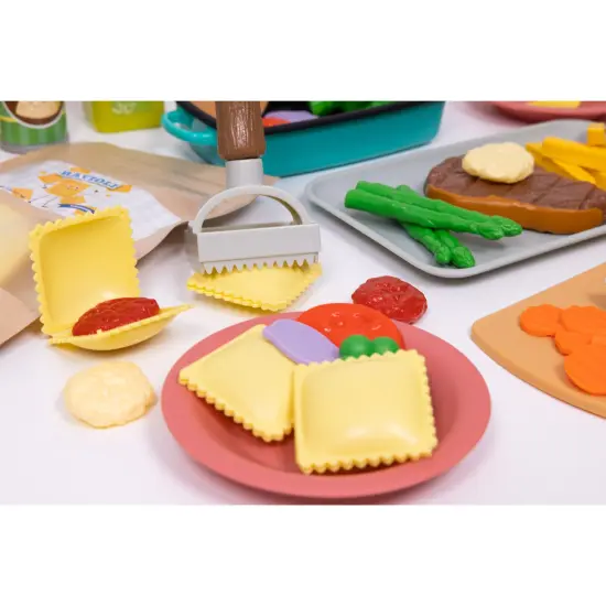 NurtureNature: Imaginative Minds - Ravioli Cooking Set - 50pc, Toy Food, Kitchen Utensils, Vegetables, Seasonings, Pretend Play, Eco-Friendly, Kids 3+ {5}