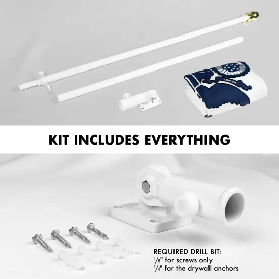 G128 - 6 Feet Tangle Free Spinning Flagpole (White) US Coast Guard Double Sided Brass Grommets Embroidered 3x5 ft (Flag Included) Aluminum Flag Pole {2}