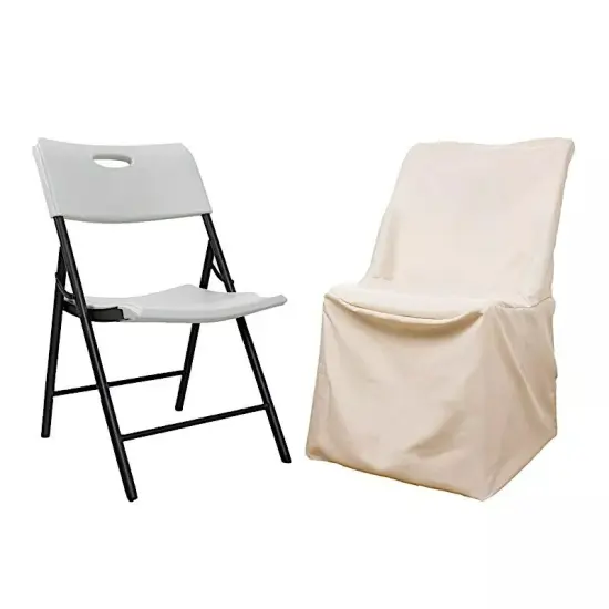 25 pcs Beige LIFETIME Folding CHAIR COVERS Slipcovers Polyester Wedding Supplies {3}