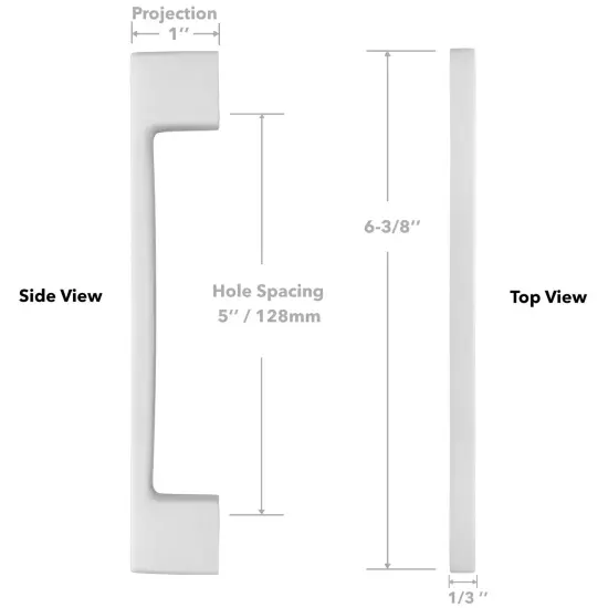 Cauldham Solid Kitchen Cabinet Pulls Handles (5" Hole Centers) - Modern Thin Profile Drawer/Door Hardware - Style M255 - Satin Nickel {5}