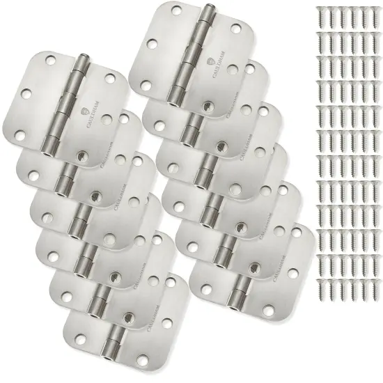 Cauldham Heavy-Duty 3-1/2" Interior Door Hinges with 5/8" Radius Corners - Satin Nickel {2}