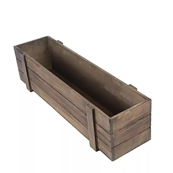 24x6-Inch Dark Brown Rectangular Wood Boxes Planter Holders Home Centerpieces {1}