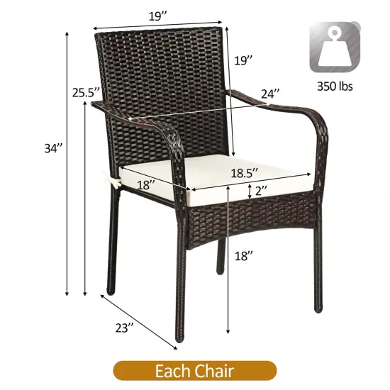 Costway Set of 4 Patio Rattan Dining Chair Stackable Cushioned Armrest Garden {2}