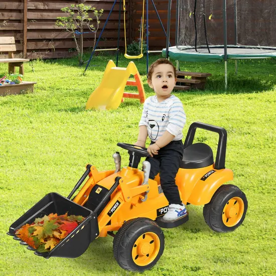 Costway Kids Ride On Excavator Digger 6V Battery Powered Tractor w/Digging Bucket Yellow {4}