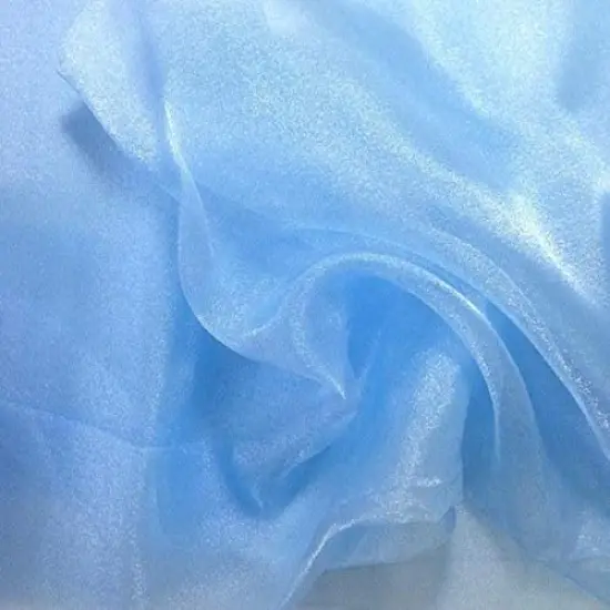 1 Yard Sparkle Crystal Sheer Organza, 60&Prime; Wide 100% Polyester Shiny Fabric Baby Blue {1}