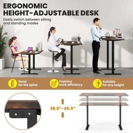 Costway Electric Height Adjustable Standing Desk, Sit to Stand Computer Workstation Home Office Desk {5}