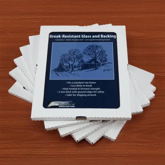 Ambiance Break-Resistant Picture Frame Glass and Backing, 11x14" Pack of 6, for Replacement or Empty Frames, 2mm Thick, Rounded Edges for Safe Handling, White Corrugated Cardboard {7}
