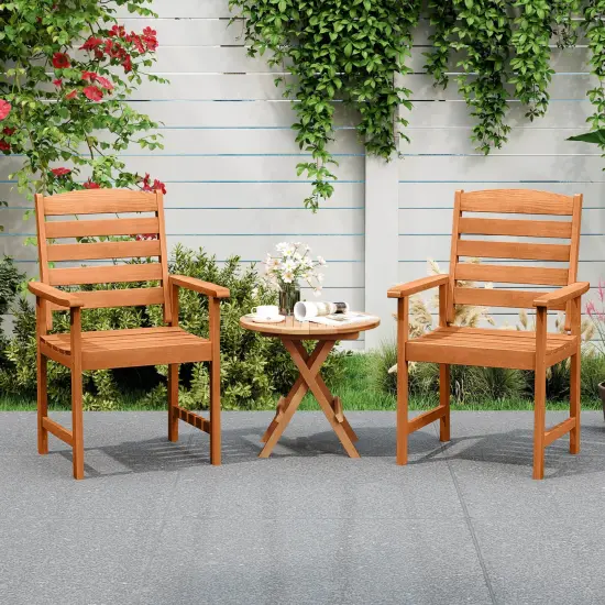 Costway Patio Chairs Set of 2/4 with Inclined Backrests and Slatted Seats for Deck {2}