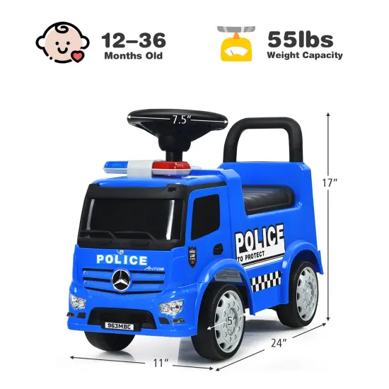 Costway Kids Ride On Push Police Car Licensed Mercedes Benz Push and Ride Racer {3}