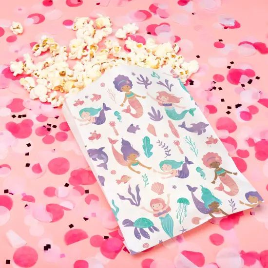 Big Dot of Happiness Mermaid Paper Treat Bags, Girls Birthday Party Candy Bags, Individual Greaseproof White Paper Sandwich Cookie Bags - 25 Count {3}