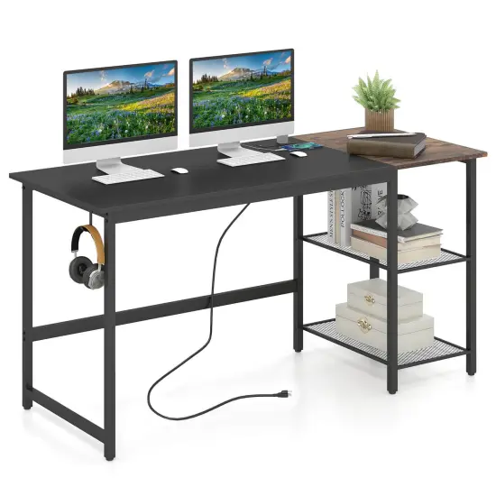 Costway 59''Home Office Computer Desk Study Laptop Table Detachable Shelf Rustic {1}