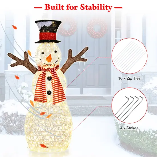 Costway Pre-Lit Standing Snowman Artificial Christmas Decoration with 80 LED Lights {4}