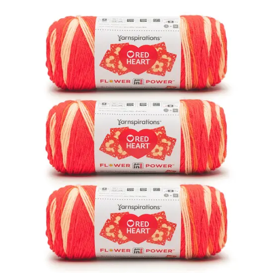 Red Heart All in ONE Flower Power Yarn 24 Pack-Red Hot Phlox {1}
