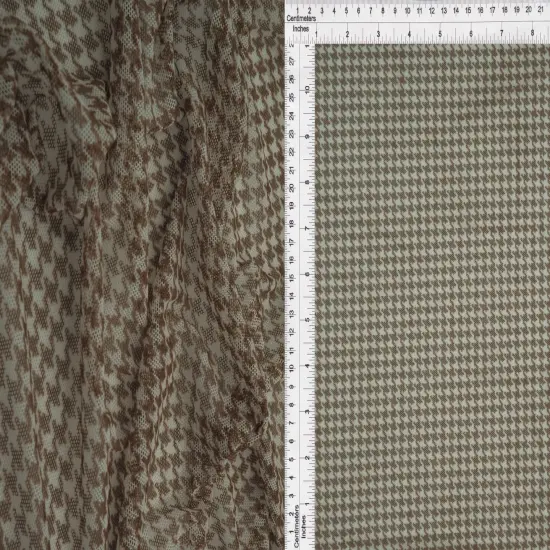 1 Yard Houndstooth Mesh Fabric Lightweight Stretch Print 54 Inches Wide BROWN {1}