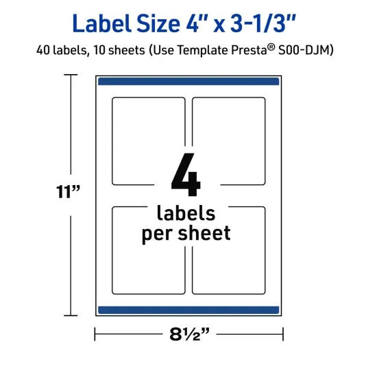 Avery Printable Rectangle Labels, Gold-Dipped Edge, 4" x 3-1/3", Matte White Rectangle Labels, Permanent, Laser/Inkjet, 40ct, Great for Product Labels {5}