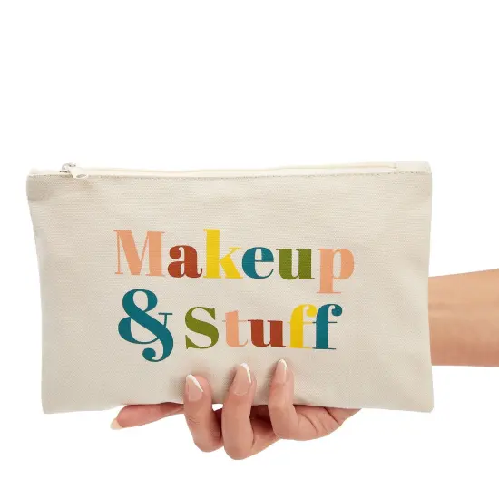 12 Pack Small Canvas Makeup Bags with Zipper for Women, 6 Retro Designs (White, 8 x 6 In) {7}