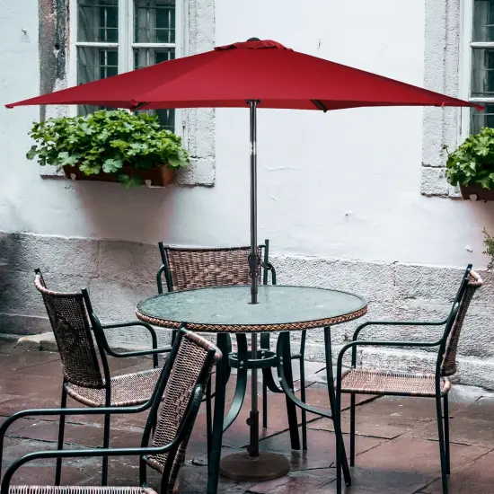 Costway 9FT Patio Umbrella Patio Market Steel Tilt W/ Crank Outdoor Yard Garden Burgundy {3}