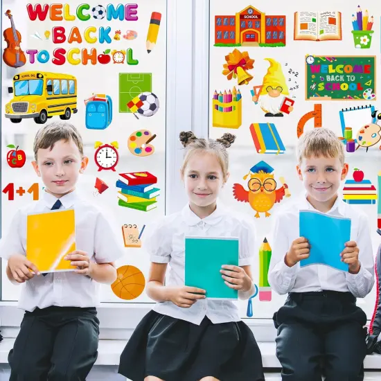 9 Sheets Welcome Back to School Window Clings {4}