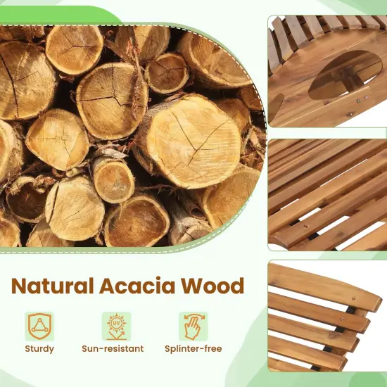 Costway Outdoor Double Chaise Lounge for 2 with High Back Slatted Seat Stopper for Patio {6}