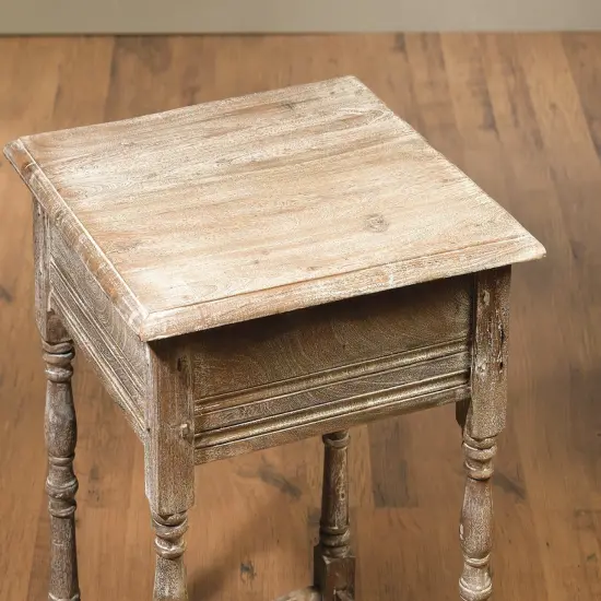 AA Importing 48444-BR 1 Drawer Square Cambridge End Table {3}