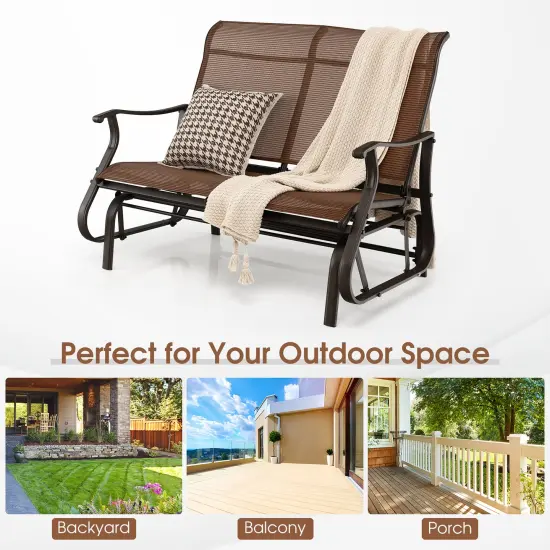 Costway 2-Person Patio Swing Glider Bench Loveseat Rocking Chair High Back Deck {5}