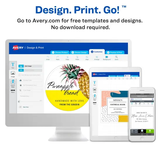 Avery Printable Blank Rectangle Labels, 2-11/16" x 2", Matte White, 375 Customizable Labels (6490) {6}