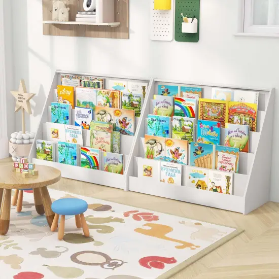 Costway 5 Tier Kids Bookshelf with Anti-Tipping Device Kids-friendly Height for Bedroom Natural/Brown/White {5}