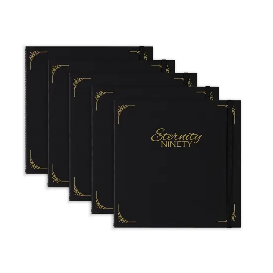 New York Central Eternity Ninety Flat Book- 8x8" Sketch Watercolor Journal, 5-Pack - Black Soft Paperback- Watercolor Sketchbook w/ Elastic Band, 100 Total Sheets 100% Cotton, 90 lb Cold-Pressed {1}