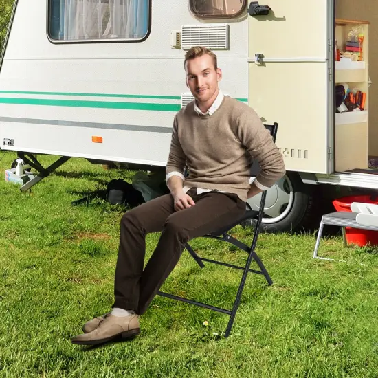 Costway Set of 4 Outdoor Patio Folding Chairs Camping Deck Garden Pool Beach Furniture {5}