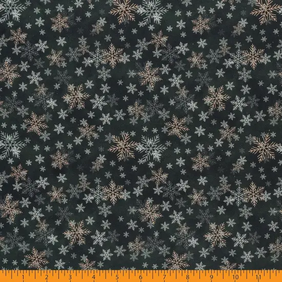 Mook Fabrics Christmas Deck The Halls Cotton Fabric [45in. Wide] - By The Yard Snowflakes Forest {2}