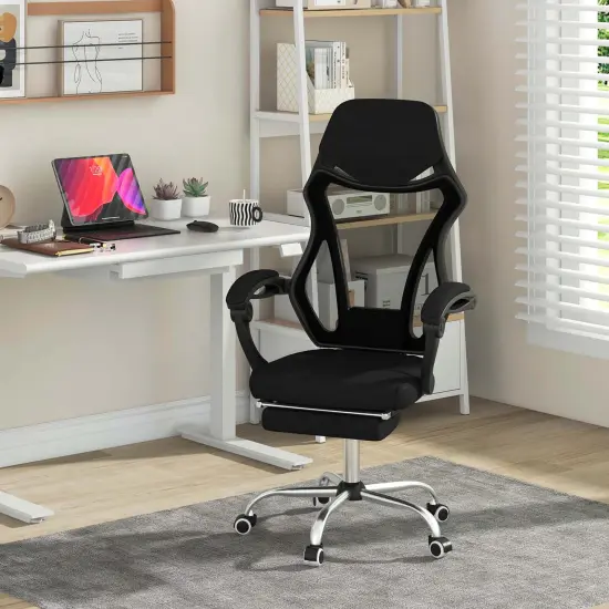 Costway Ergonomic Mesh Office Chair with Footrest Height-Adjustable & Tilting Backrest {2}