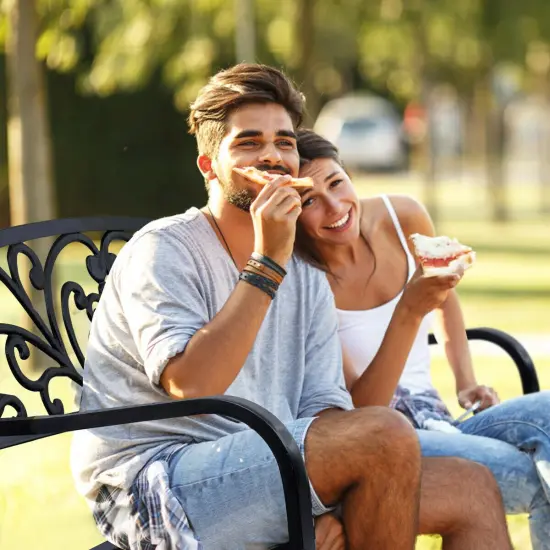 Costway 50'' Patio Park Garden Bench Porch Chair Steel Frame Cast Iron Backrest {4}