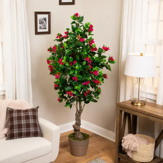 Northlight Potted Artificial Bougainvillea Tree - 74.5" - Pink Green {1}