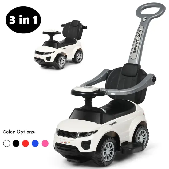 Costway 3 in 1 Ride on Push Car Toddler Stroller Sliding Car w/Music White\Black\Blue\Pink\Red {4}