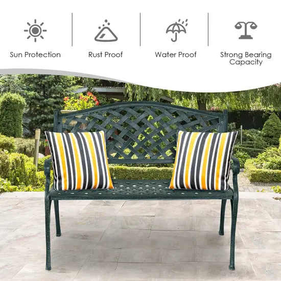Costway 40'' Outdoor Antique Garden Bench Aluminum Frame Seats Chair Patio Garden Furni {5}