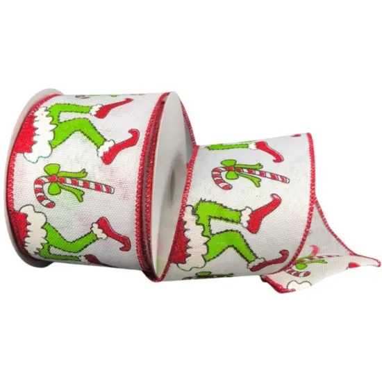 2.5" Green Monster Legs Ribbon: Red (10 Yards) {1}