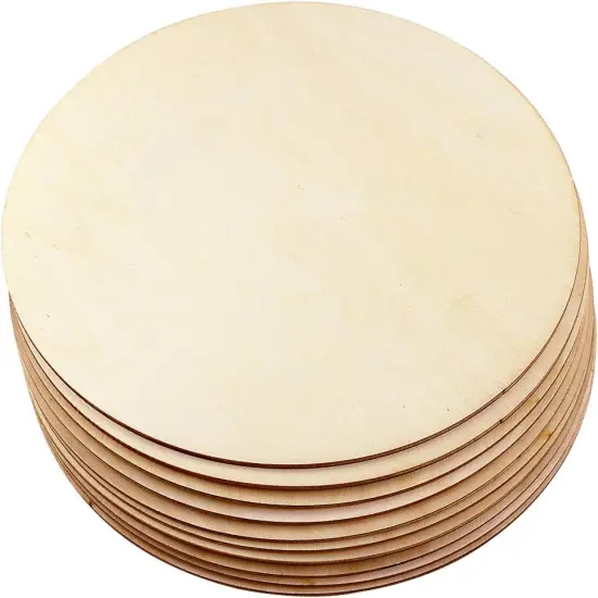 10 Pack 8 Inch Unfinished Natural Wood Round Circle {1}