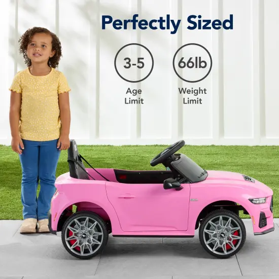 Best Choice Products Kids 12V Electric Ride-On Car Officially Licensed Ford Mustang w/ Remote, LED Lights Pink {5}