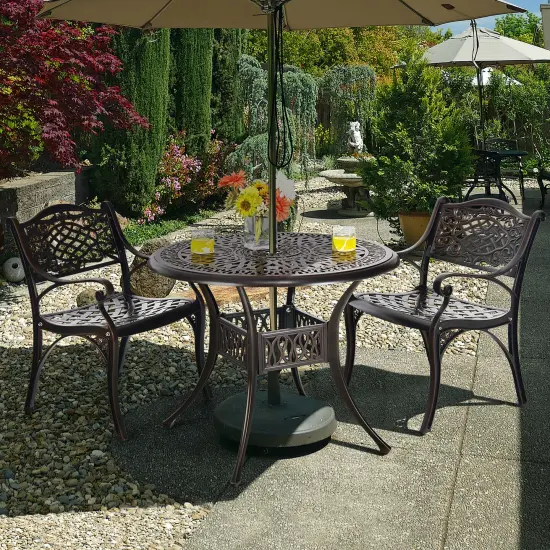 Costway 2PCS Patio Dining Bistro Chair All Weather Cast Aluminum Armrest Garden {4}