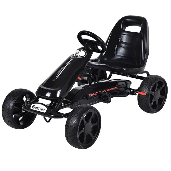 Costway Go Kart Kids Ride On Car Pedal Powered 4 Wheel Racer Stealth Outdoor Toy {7}