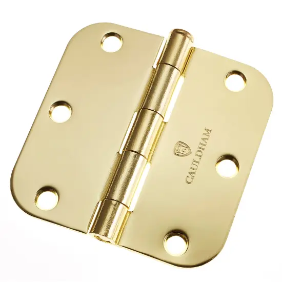Cauldham Heavy-Duty 3-1/2" Interior Door Hinges with 5/8" Radius Corners - Brass {7}