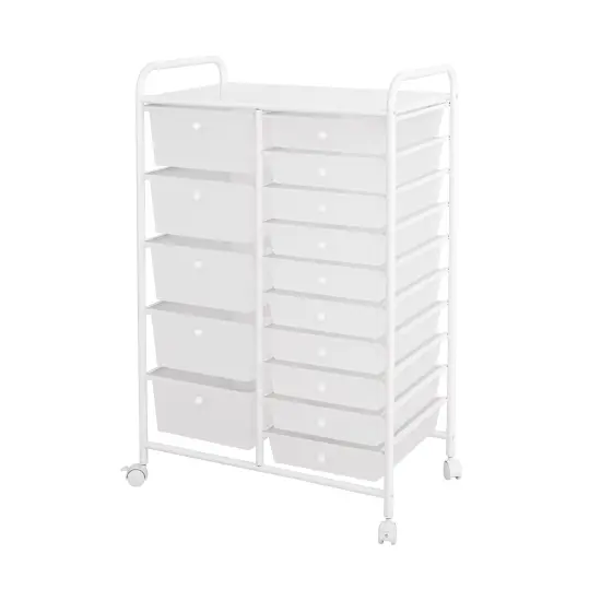 Seville Classics 15-Drawer Organizer Cart, 25.2" W x 15.3" D x 38.2" H Multicolor {11}